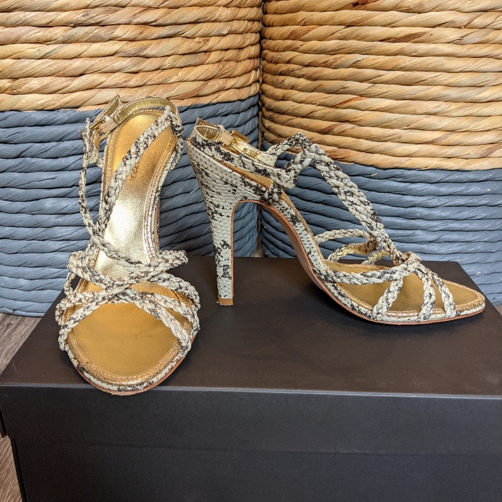 EUC (W6.5) - BCBG MAXAZRIA Snakeskin Braided Slingback Sandal